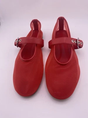 Womens Red Mesh Ballet Slip On Flats - Mary Jane - Ballerina Shoes Size 8.5 - Image 1 of 4