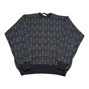 Vintage Tricots St. Raphael Geometric Multicolor Wool Sweater Men's XL - Picture 1 of 9