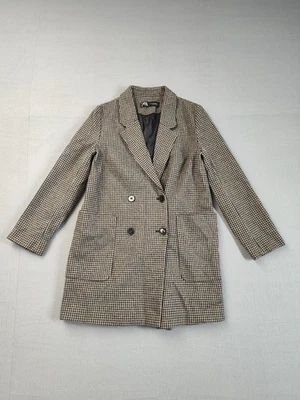 Abrigo Blazer ZARA Mujer XS Pata de Gallo Cuadros Doble Pecho Chaqueta Informal Elegante Foto 1 de 4