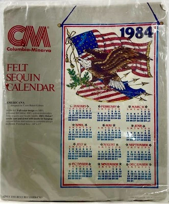 NUEVO 1984 CM Americana 7473 Fieltro Lentejuelas Calendario Bordado Kit 14x23 De Colección 14317 Foto 1 de 2