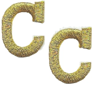 Metallic Gold Letter C Patch Embroidered Cut out Iron on Sew on (1" in) Lot of 2 - Picture 1 of 2