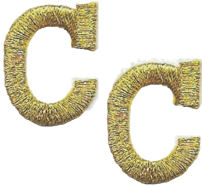 Metallic Gold Letter C Patch Embroidered Cut out Iron on Sew on (1" in) Lot of 2 - Image 1 of 2
