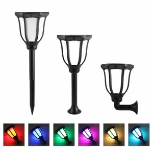 Waterproof  RGB Colorful LED Flickering Solar Torch Light for Garden Pathway - Picture 1 of 10