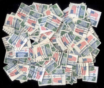 WHITE HOUSE 100 Stamps # 1338, 1338A or 1338D US  6-Cent 1968-1971 U.S. Used - Image 1 of 2