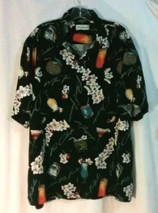 Herren Caribbean Joe Kurzarm Rayon Aloha Shirt Tiki Margarita Drinks Gr. XL  - Bild 1 von 6
