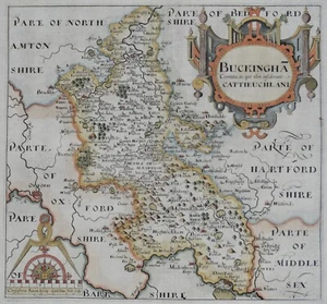 BUCKINGHAMSHRE, Saxton & Hole, Camden original antique map 1637 - Picture 1 of 4