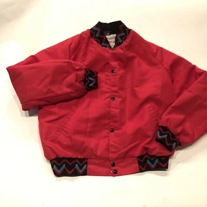 Vintage LEE WESTERN Cowboy Rodeo Jacket Mens L Red Snap Button Native Aztec NICE - Picture 1 of 9