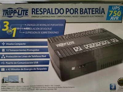 Tripp Lite AVR 750VA 450W Ultra-Compact Line-Interactive UPS AVR750U - Image 1 of 2