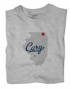 Cary Illinois IL T-Shirt MAP - Picture 1 of 6