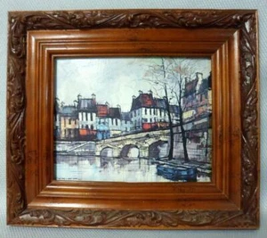 Mid Century Modern Griff Bridge on the Seine Frame Print - Picture 1 of 3