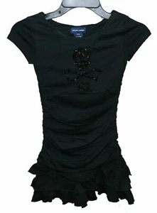 Ralph Lauren Girl's Black Dress with Skeleton Sequence Logo Size Small 7 Year - Picture 1 of 4