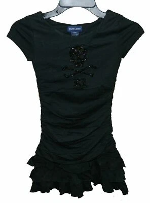 Ralph Lauren Girl's Black Dress with Skeleton Sequence Logo Size Small 7 Year - Image 1 of 4