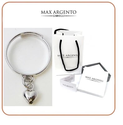 ANELLO ARGENTO 925,PENDENTE CIONDOLO CUORE PIENO, ANELLO DONNA REGOLABILE - Immagine 1 di 3