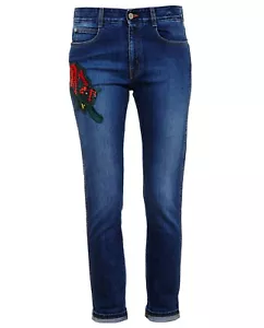 Stella McCartney Damenjeans blau bestickt Wildkatze Größenwahl 24 - 30 - Bild 1 von 4