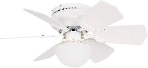 Litex BRC30WW6L Vortex 30-Inch Ceiling Fan with Six Reversible White/Whitewash