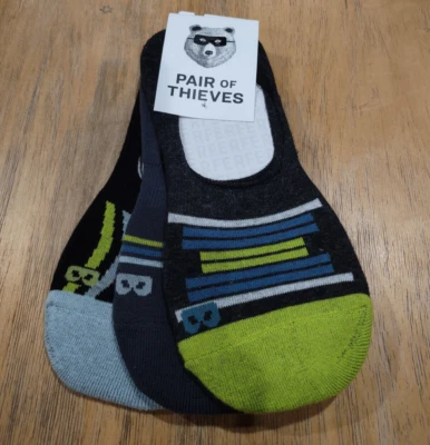 Three (3) Pair ~ Pair of Thieves ~ Striped Cushion No Show Men's Socks Size 6-12 - Image 1 of 4