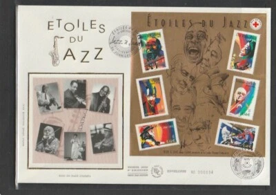 France 2002 SG3847ms 6v Sheet FDC-Jazz Musicians-Louis Armstrong/Ella Fitzgerald - Image 1 of 2