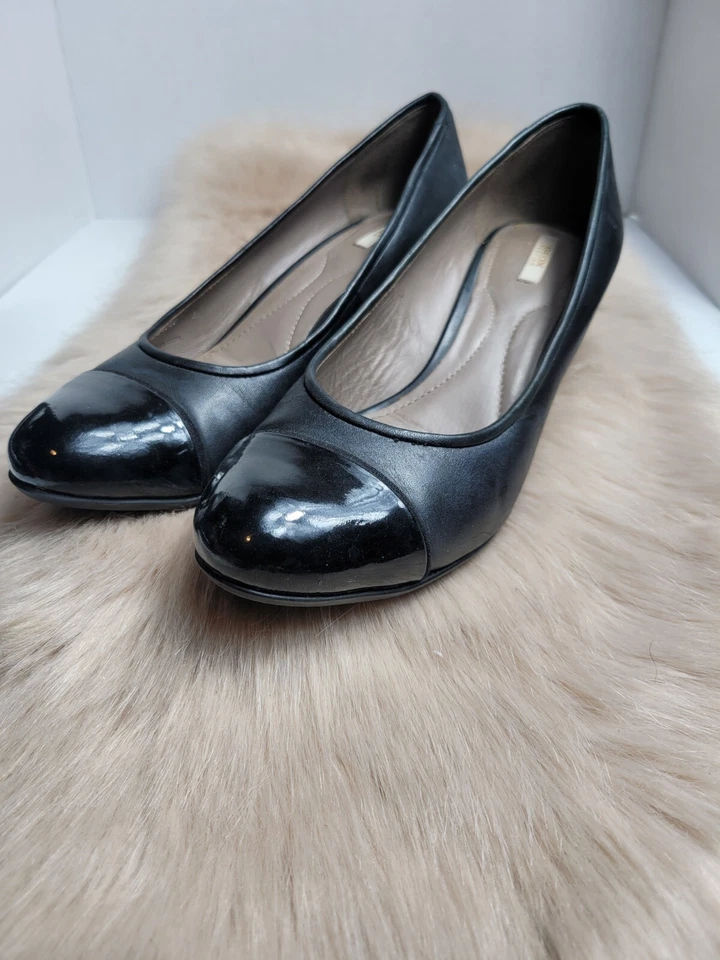  ZAPATOS DE CUÑA DELANTEROS GEOX VENERE CHAROL NEGRO  Foto 1 de 4