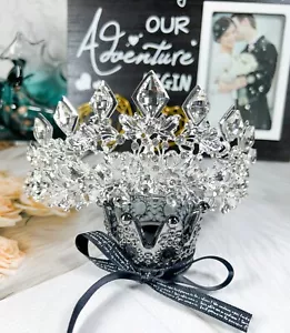 Silver Diamond Tiara, Crystal Wedding Tiara, Princess Tiara, Bridal Headpiece - Picture 1 of 7