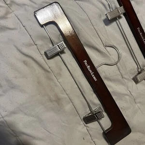 Polo Ralph Lauren Wood Bottom Hanger Lot of 10 Clips Pants Skirts 14" GUC - Picture 1 of 3