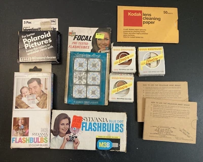 Polaroid Kodak Bombillas Limpiador Filtro Óptico Montaje de Impresión Algunos Incompletos Lote De Colección Foto 1 de 4