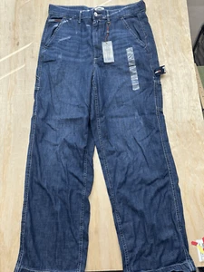 Tommy Jeans Carpenter Jeans Wide Leg 8 W29 Dark Wash New $99 Relaxed Colby” - Picture 1 of 4