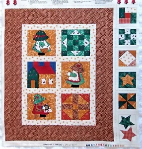 Peter Pan Fabrics Summertime Sunbonnet Sue Doll Quilt Fabric Panel - Imagen 1 de 6