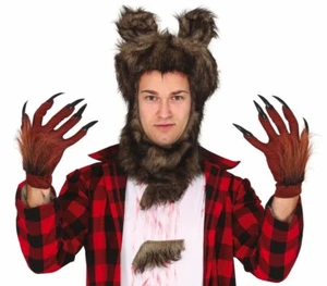 Halloween Werwolf Handschuhe Braunes Fell Kostüm Klauen Cosplay Wolf Monster - Bild 1 von 1