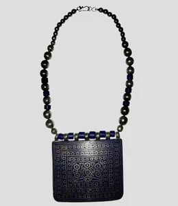 Antiguo Collar Colgante Tribal Multán Plata Lapislázuli - Imagen 1 de 6