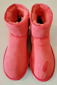 ugg winter boots womens size 11 pink suede sheepskin wedge 1016222 - Picture 1 of 14