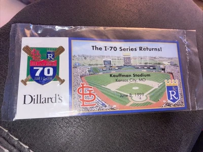 The I-70 Series Returns Dillard's Promotion Lapel Pin & Card 1999 KC Royals - Image 1 of 2