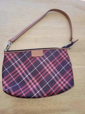 Подлинный BURBERRY Nova клетку холст кожаная наплечная сумка ручная сумка красный б/у F/S - Изображение 1 из 4
