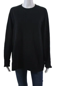 Naadam Women's Round Long Sleeves Pullover Fleece Sweatshirt Black Size L - Picture 1 of 6