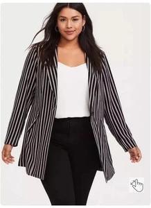 Torrid 4 Stripe A line Trench Coat Women's Plus Size 2X Black Striped NWT - Picture 1 of 10