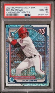 2024 Bowman Chrome Mega Box DYLAN CREWS 1st Mojo Refractor RC PSA 10 Nationals - Picture 1 of 2