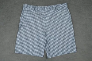 Walter Hagen Shorts Mens 40 Golf Blue Plaid Flat Front Stretch Breathable - Picture 1 of 14