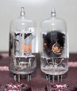 RCA 12AU7 PERFECT MATCH PAIR ECC82 CLR TOP MEATBALL LOGO PHONO GRADE TEST NOS++ - Picture 1 of 2