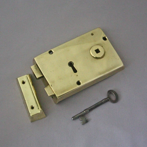 Edwardian LH Brass Antique Rim Lock Cover