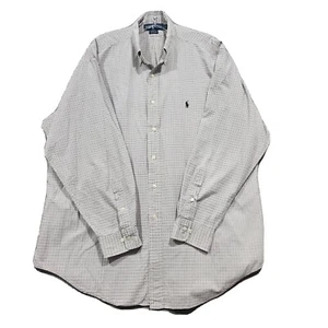 Camisa Polo Ralph Lauren Para Hombre XL Gris Beige Cuadros Yarmouth 100% Algodón De Colección - Imagen 1 de 16