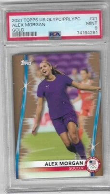 PSA 9 2020 TOPPS OLYMPIC ALEX MORGAN "GOLD" PARALLEL 16/99 CARD #21   USA SOCCER - Image 1 of 2