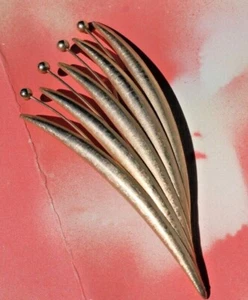 Broche en aerosol ventilador modernista tono dorado de colección, ¡3,5"" de largo ¡ENVÍO GRATUITO! - Imagen 1 de 7