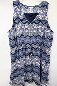 Maurices Damengröße 24 W Größe 3 ärmellos über dem Knie Taille zum Binden blau Chevron - Bild 1 von 8
