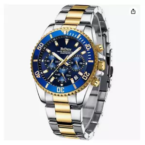 Reloj Cuarzo De Acero Inoxidable Pulsera Impermeable Cronógrafo Para Hombre - Picture 1 of 6
