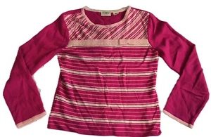 Cato Girls Pullover Sweater Round Neck Striped Long Sleeve Pink Sz M(8/10) G001 - Picture 1 of 7
