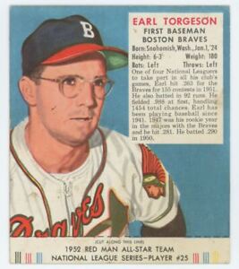 1952 Red Man Tobacco Baseball Card Earl Torgeson #25