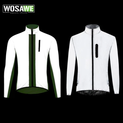 WOSAWE Fahrradjacke Full Reflektierende Winddicht Nacht Glühende MTB Bike Mantel
