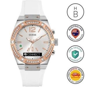 New Guess Connect Womens Smartwatch Rose Gold Glitz White Silicone Strap C0002M2 - Picture 1 of 13