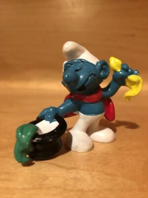 Peyo 1979 Hecho en Hong Kong Schleich Pitufos Mago Sombrero Negro 1/50 Anuncios Foto 1 de 4