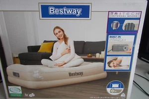 BESTWAY : AIR BED WITH INBUILT PUMP - SINGLE/ BEIGE - Picture 1 of 10