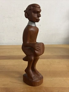 Vintage Wood Carved -Male Drummer African Figurine - 9” - NICE - Picture 1 of 8